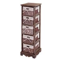 KOMMODE MIT 5 KORBSCHUBLADEN Braun - Braun, Holz (25/90/28cm) - MCW