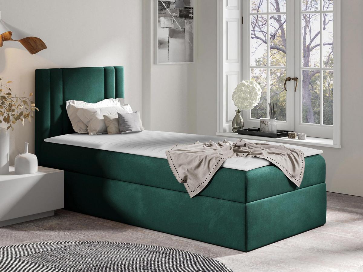 BOXBETT Carmen Mini, Seite zum Öffnen des Bettkastens: Links - H3 - Türkis, Holz (90/200cm) - MIRJAN24