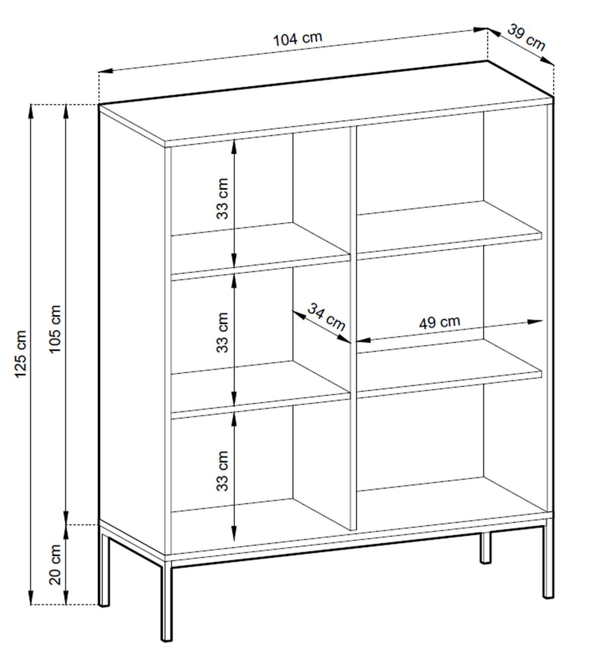SIDEBOARD Eternas 2T Grün 104/125/39 cm – schwarze Füße, mit geriffelten Fronten - Schwarz/Grün, Holzwerkstoff (104/125/39cm) - AX Living
