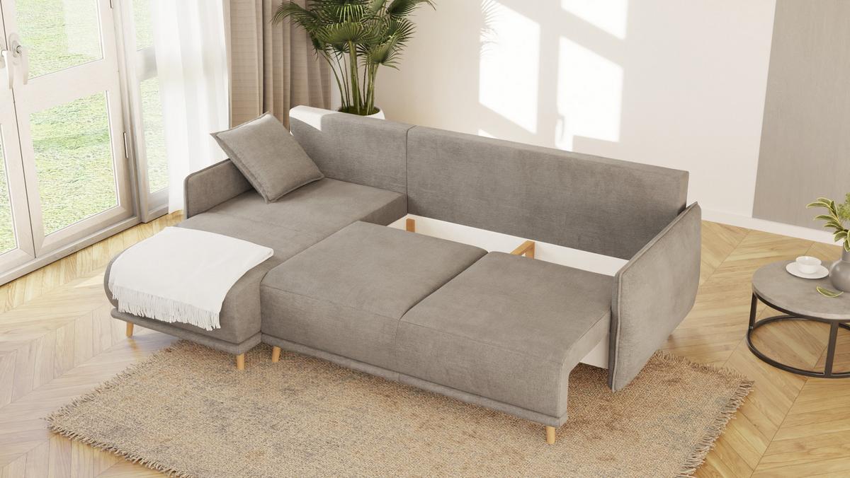 ECKSOFA Chroma Dunkelbeige Luxusmicrofaser - Beige/Braun, Holz/Textil (238/170cm) - S-Style