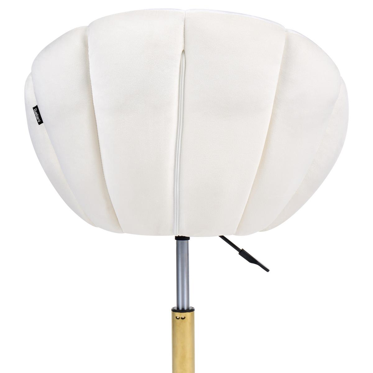SCHREIBTISCHSTUHL Samtstoff Cremeweiß Annabelle - Creme, Textil (66/81/39cm) - Beliani