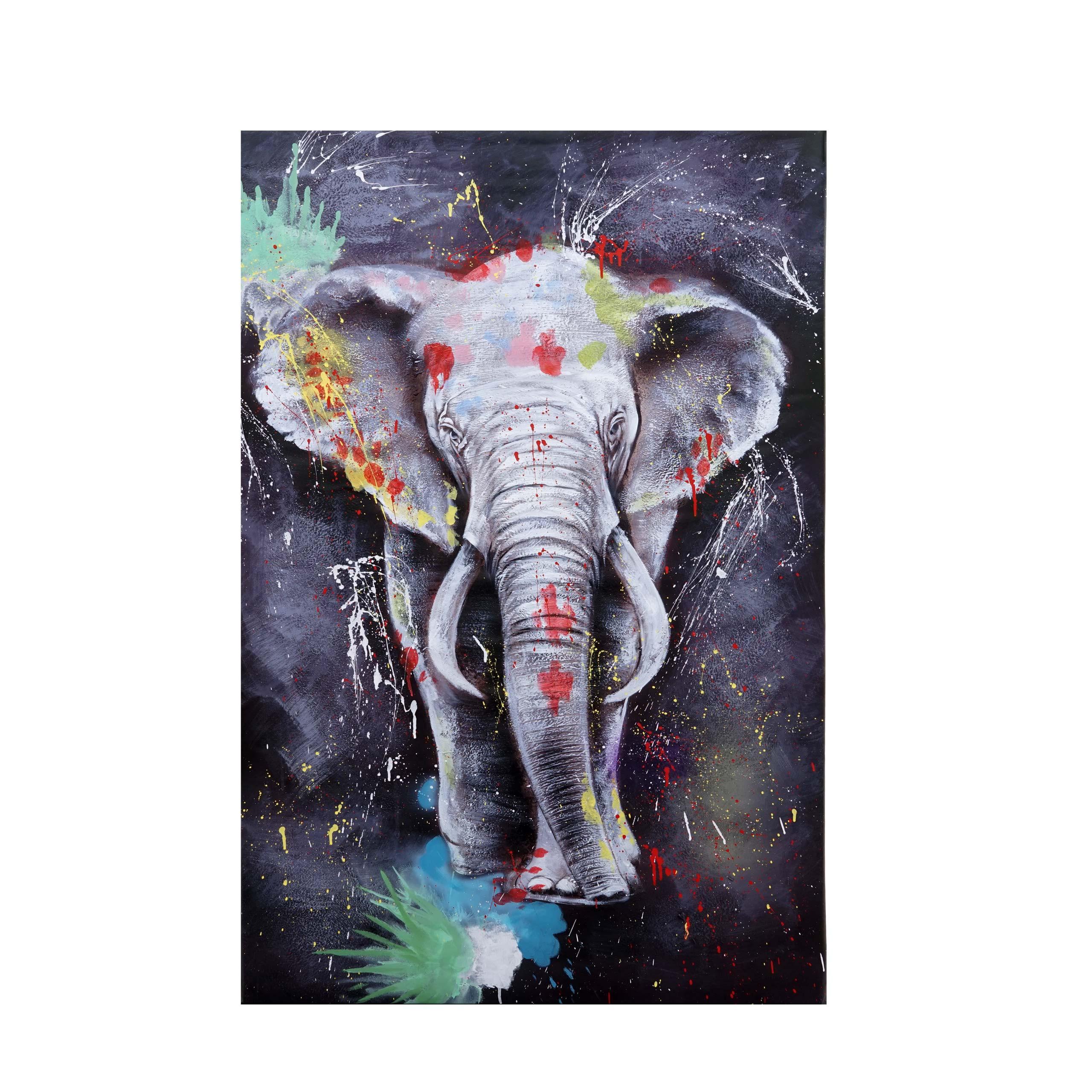 ÖLGEMÄLDE ELEFANT HANDGEMALT Mehrfarbig - Multicolor, Textil (120/180cm) - MCW