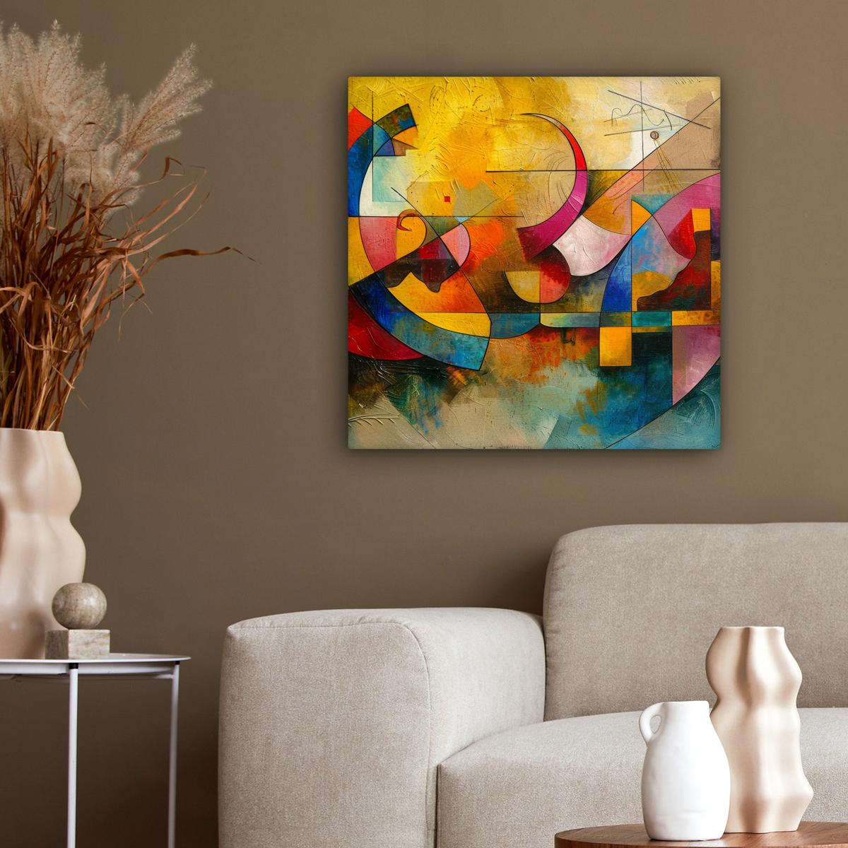 LEINWANDBILD Kunst - Abstrakt - Modern Wandbild Wohnzimmer 50x50 cm - Gelb, Textil (50/50cm) - MuchoWow