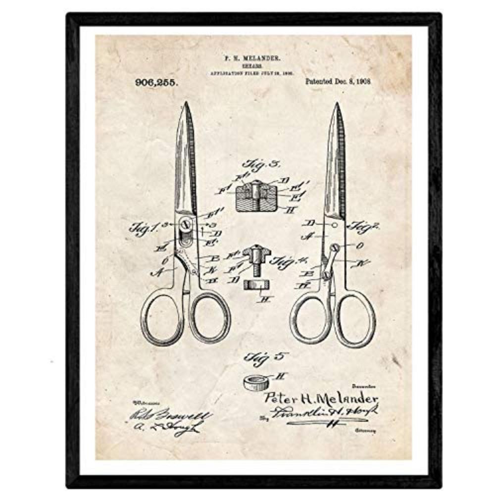 POSTER Friseurscheren Patent A3 Rahmenlos - Klar, Papier (29.7/5/42cm) - Nacnic