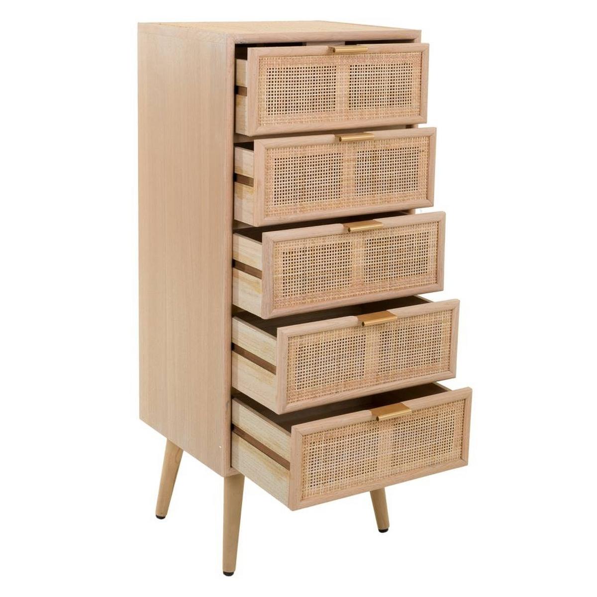 KOMMODE aus MDF und Gitter, braun, 42x37x101cm - Braun, Holzwerkstoff (42/100.5/36.5cm) - Wanderlust