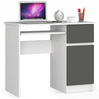 SCHREIBTISCH Weiß, Graphit Grau 77/90/50 - Weiß/Grau, Holzwerkstoff (155/85/77cm) - RAUMHIRSCH FURNITURE