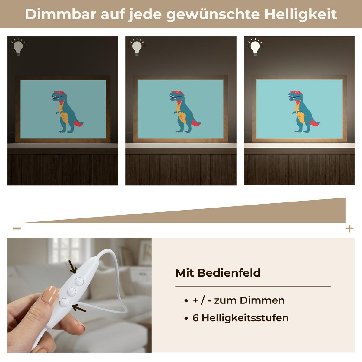 WANDLEUCHTE Dinosaurier - Blau - Sonnenbrille 30x20 cm - Hellblau, Holzwerkstoff (30/20/8cm) - OnlyWow