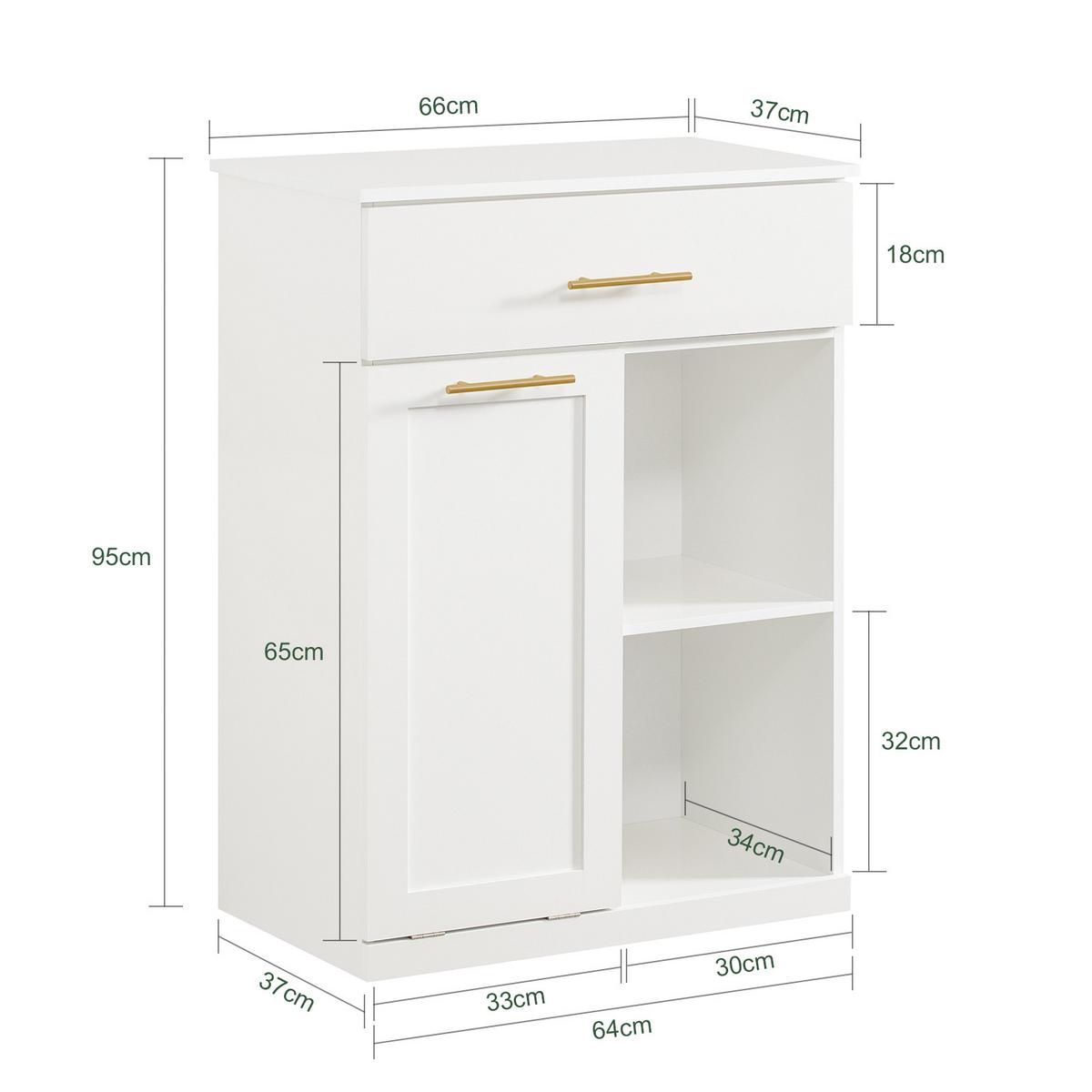 WÄSCHESCHRANK Weiß - Weiß, Holzwerkstoff (66/95/37cm) - SoBuy