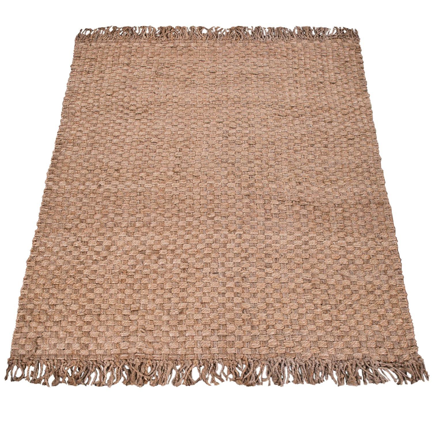 JUTETEPPICH handgewebt wendbar, mit Korbbindung-Motiv, Natur, 120 x 170 cm - Beige, Textil (170/120cm) - KADIMA DESIGN