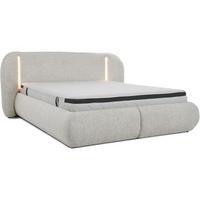 POLSTERBETT Corfu mit LED-Beleuchtung, mit Bettkasten, rundliche Formen, 140x200, Beige - Beige, Textil/Metall (140/200cm) - Beautysofa