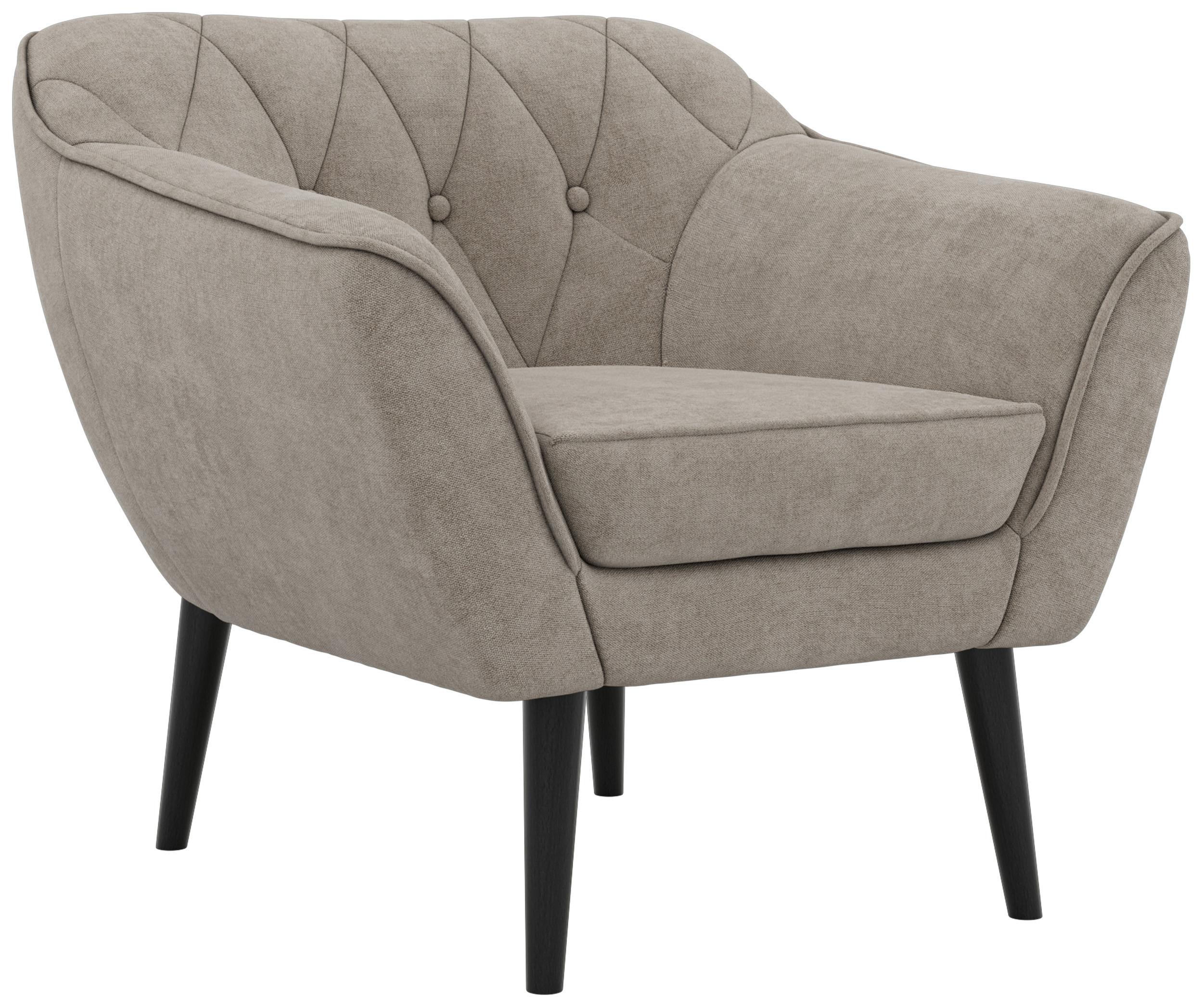 SESSEL PIRS - Greige Strukture - Schwarze Beine - Greige/Schwarz, Holzwerkstoff/Textil (80/75/74cm) - MKS