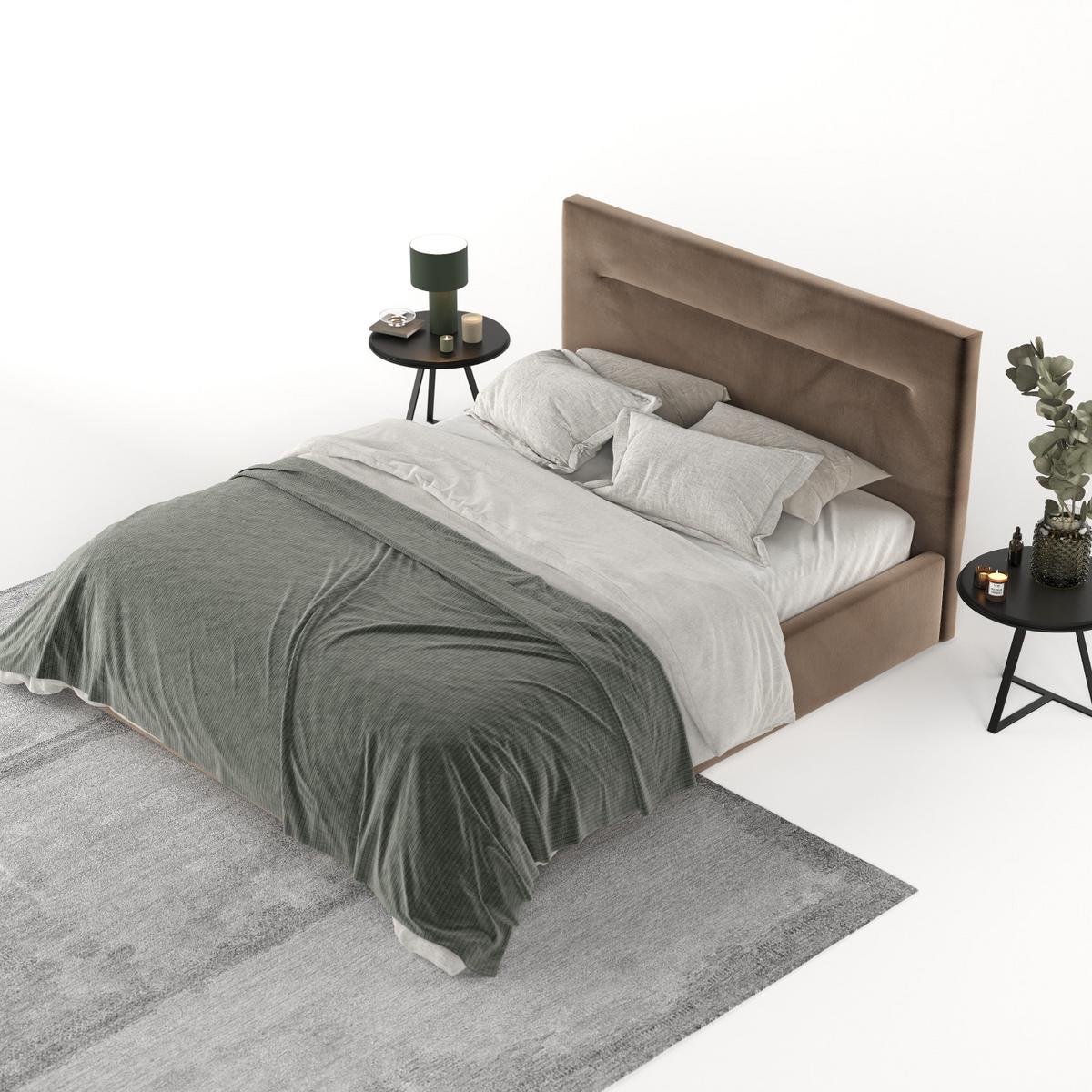 POLSTERBETT Liline 180/200 cm Braun im Paros Stoff - Schwarz/Naturfarben, Holz/Holzwerkstoff (180/200cm) - AltaBeds