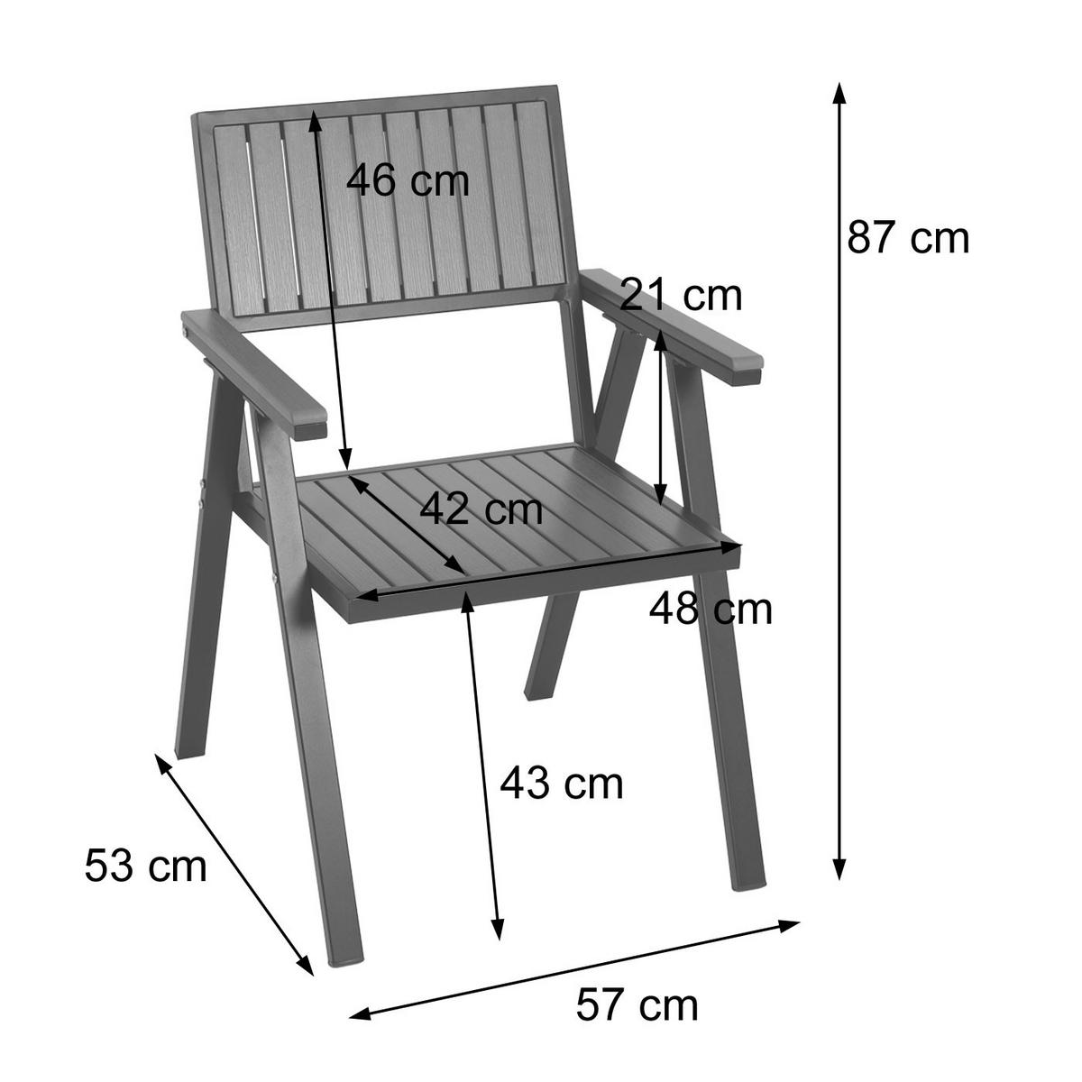 GARTENSTUHL+GARTENTISCH Schwarz, Grau - Schwarz/Grau, Kunststoff - MCW