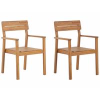 GARTENSTUHL 2er-Set Akazienholz hellbraun Fornelli - Hellbraun, Holz (60/88/56cm) - Beliani