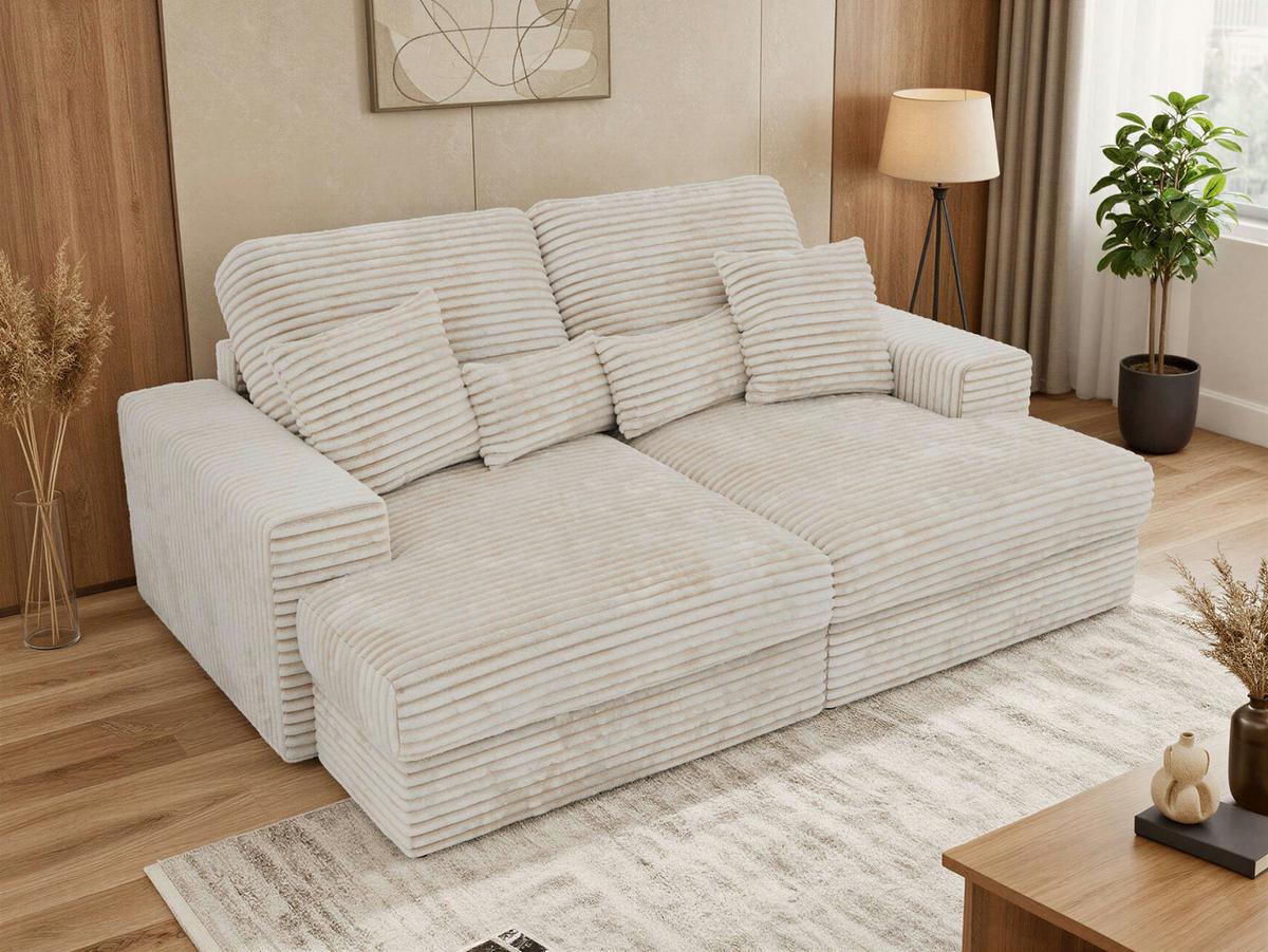 4-SITZER SOFA ANERA - Beige Cord - Beige/Creme, Kunststoff/Textil (248/107/163cm) - MKS