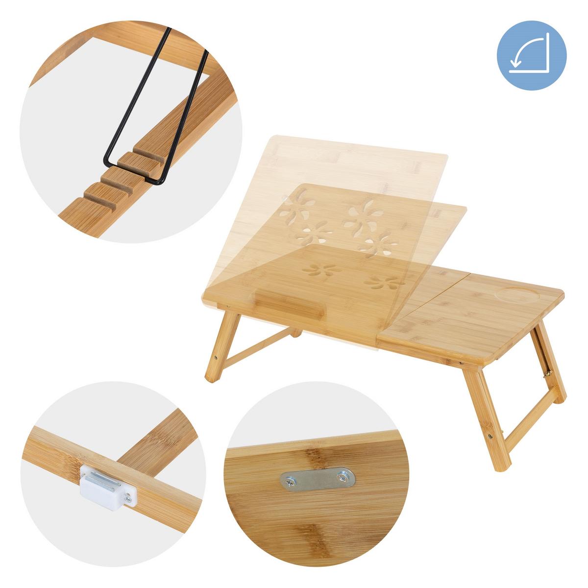 LAPTOPTISCH Natur aus Bambus höhenverstellbar & klappbar - Naturfarben, Holz (74/34.5/27cm) - ML-DESIGN