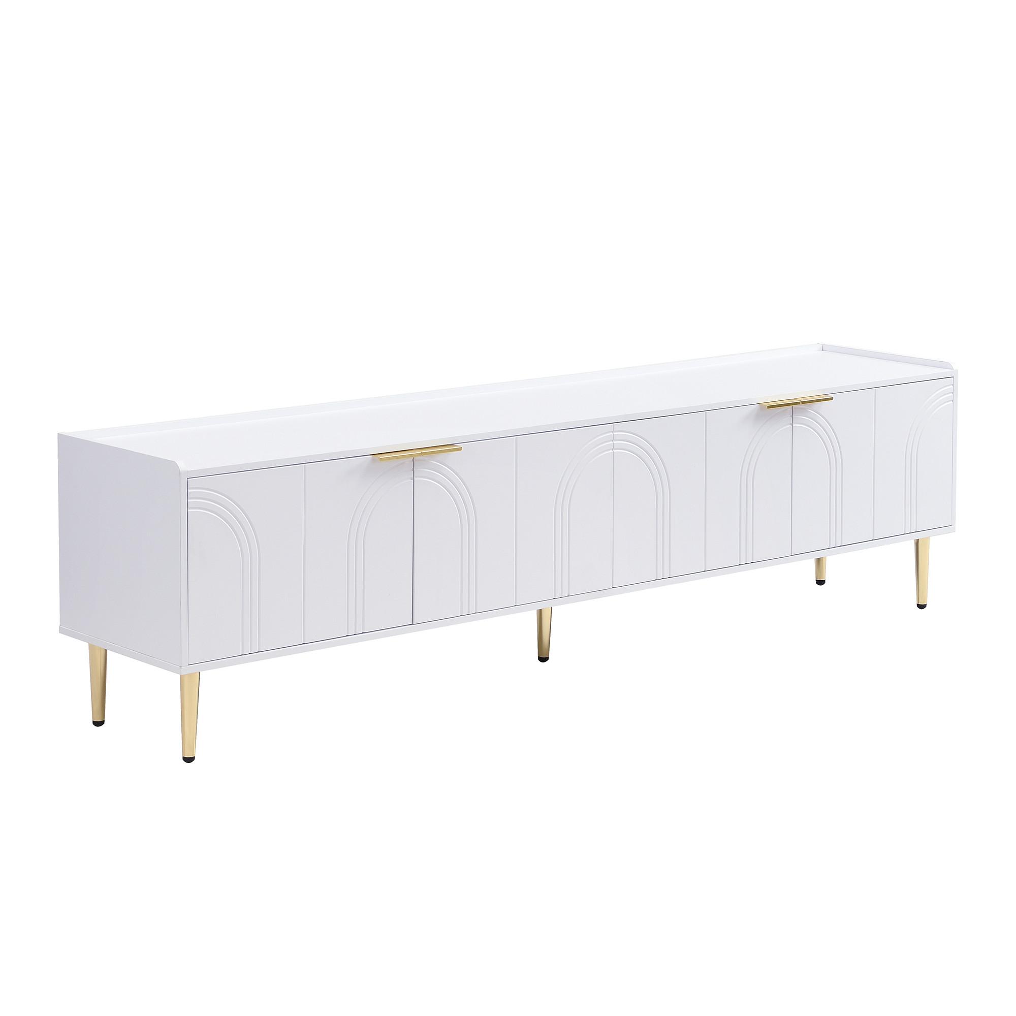 TV-LOWBOARD 170 cm in Weiß & Gold Design - Braun, Holzwerkstoff (170/48/35cm) - Urban Meuble