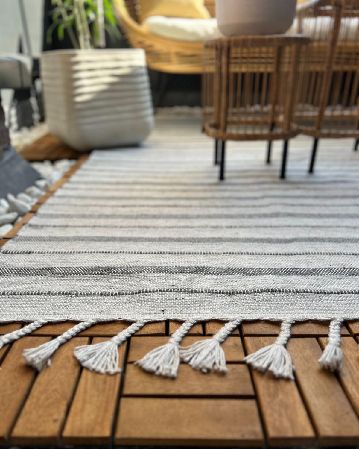 OUTDOOR-TEPPICH Bademli 200/140 cm - Weiß, Kunststoff (140/200cm) - Beliani