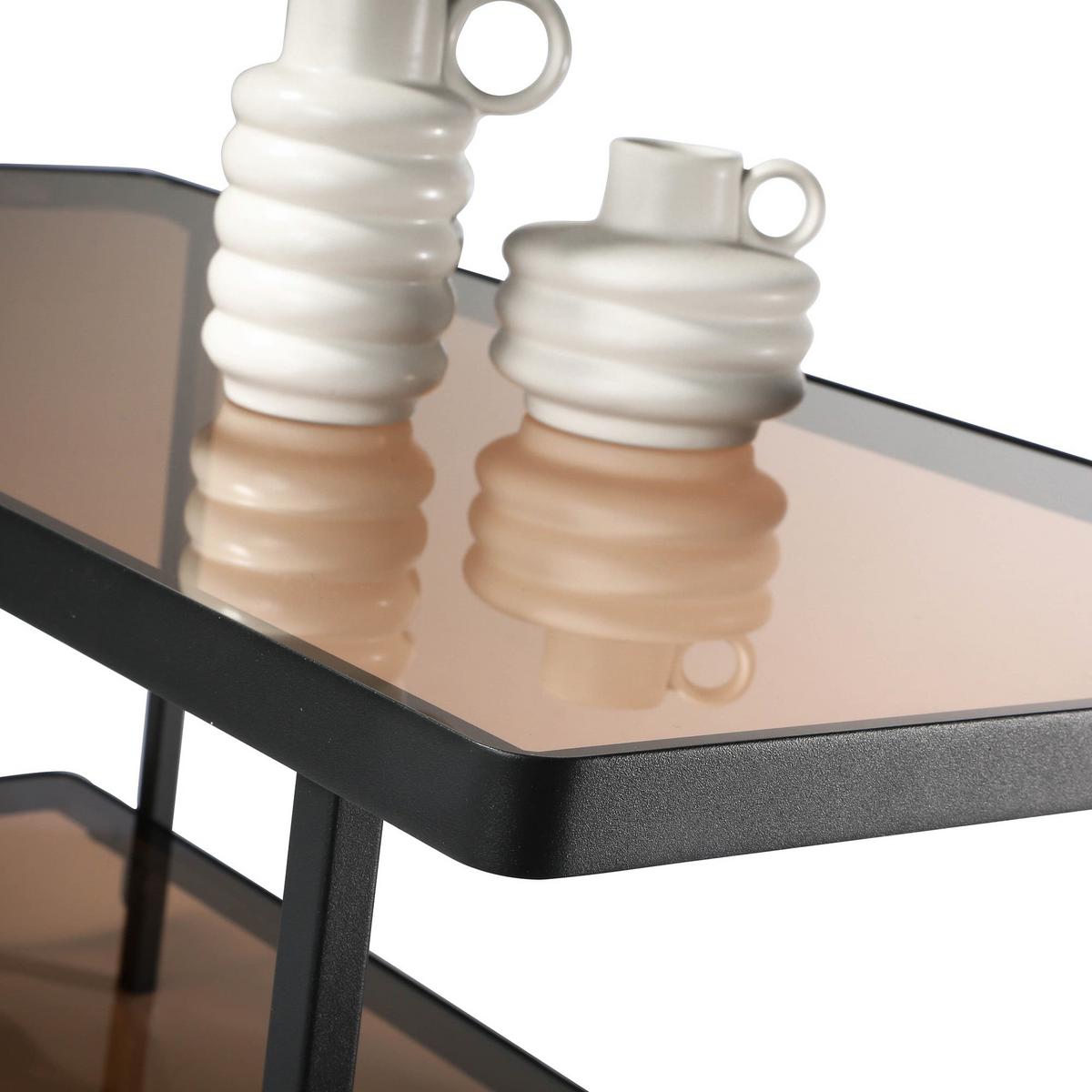 COUCHTISCH mit 2 rauchglas Platten 100/50/48 cm - Schwarz, Holzwerkstoff (61/50/48cm) - Calicosy