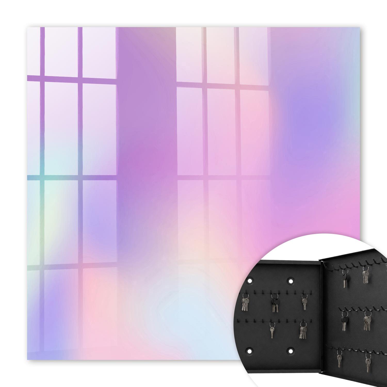 SCHLÜSSELBOX Schwarz 30x30 cm- Türöffnung nach rechts - Pastellwelle - Lila, Metall (30/30/5cm) - TULUP