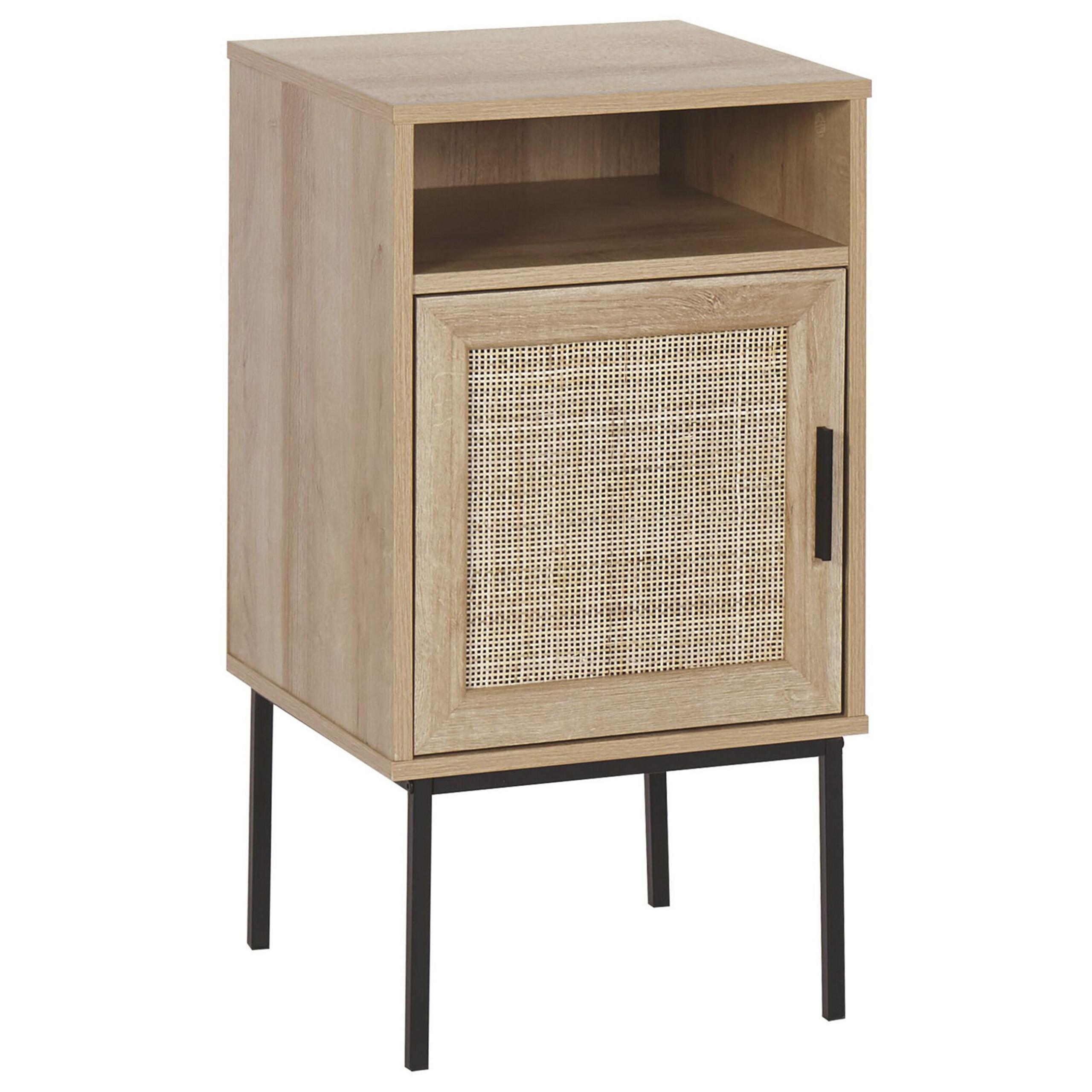 NACHTTISCH Rattan heller Holzfarbton Pasco - Hellbraun/Schwarz, Holzwerkstoff (40/78/40cm) - Beliani