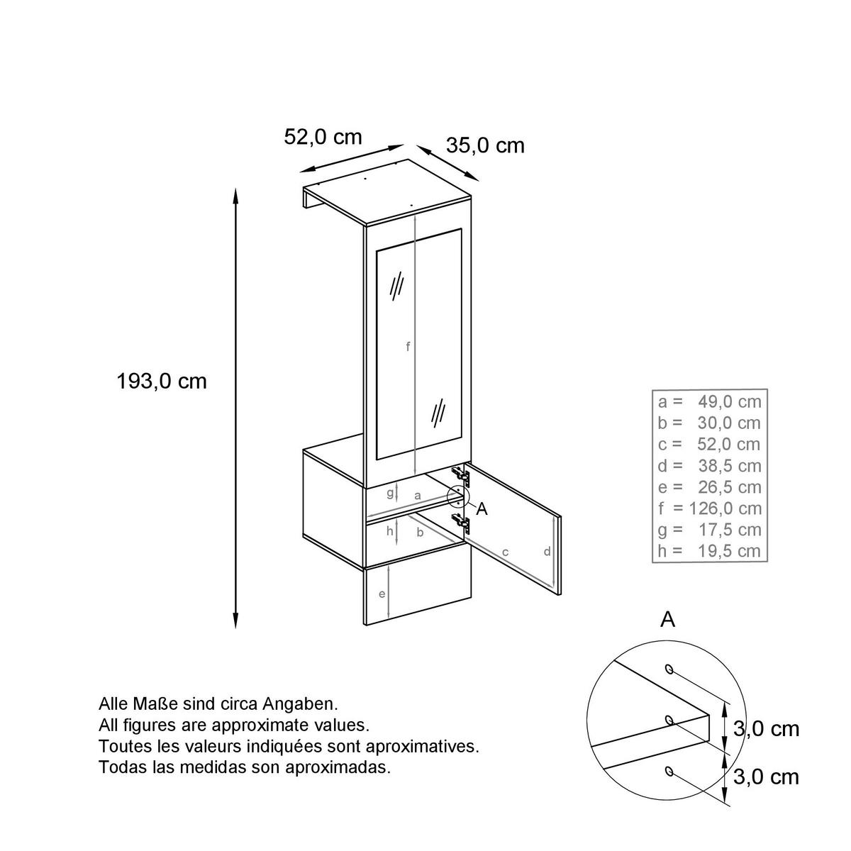 GARDEROBE Carlton Royal Blau - Dunkelblau, Holzwerkstoff (52/193/35cm) - Vladon