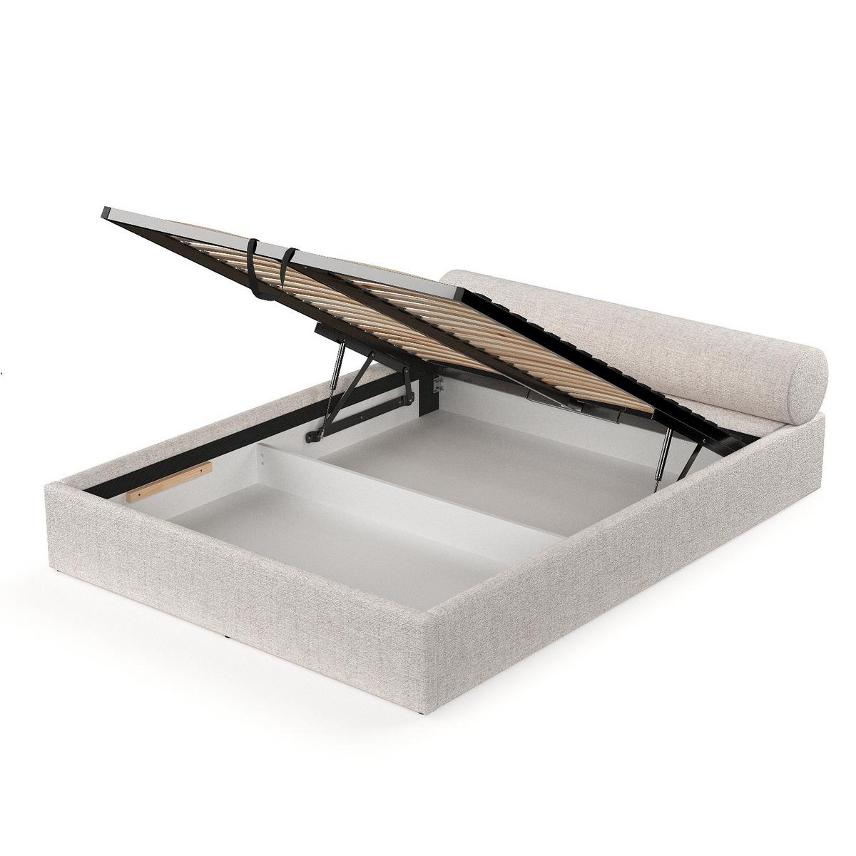 POLSTERBETT Solvo mit Stauraum 160/200 cm Hellbeige im Neve Stoff - Beige/Schwarz, Holz/Holzwerkstoff (160/200cm) - AltaBeds