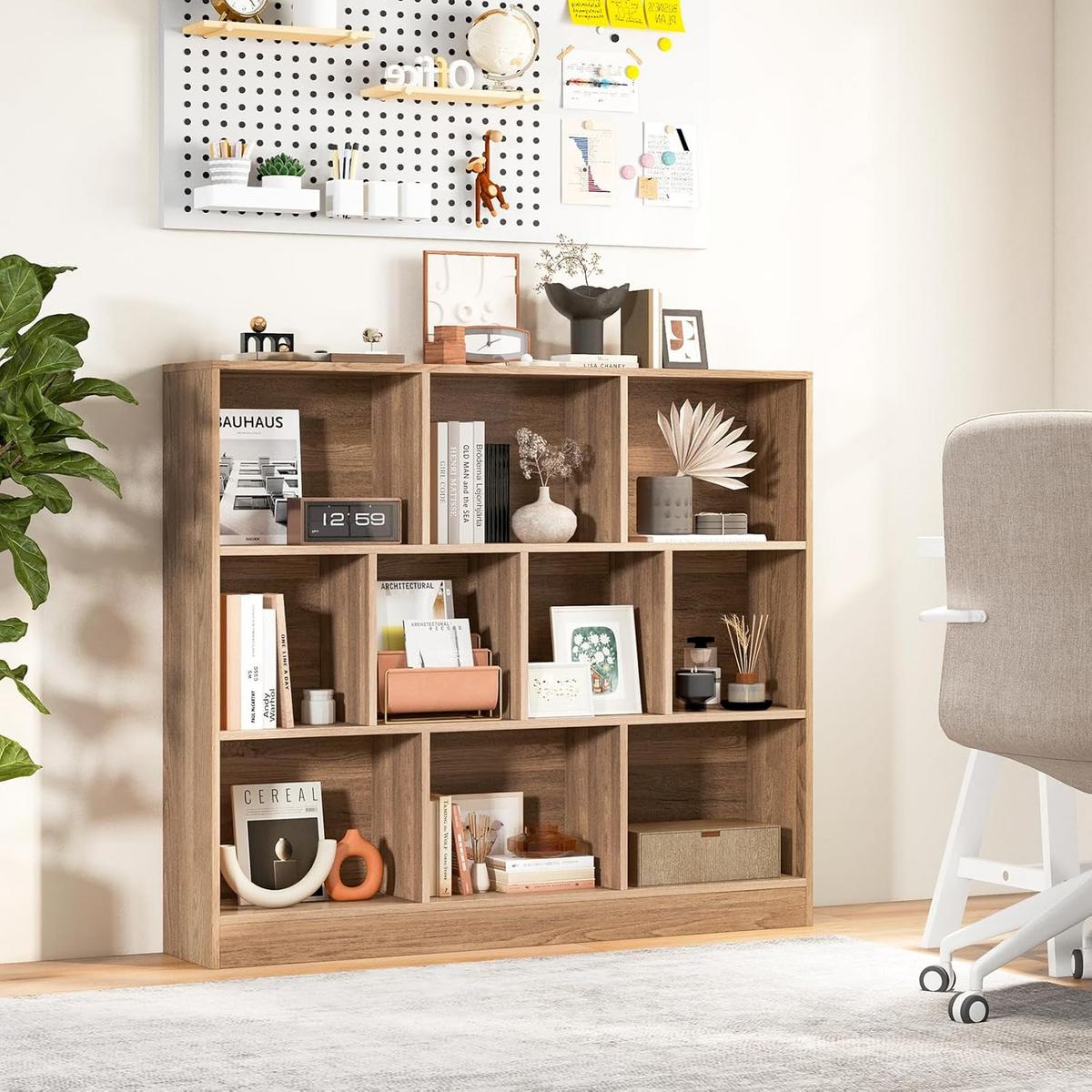 BÜCHERREGAL Braun - Braun, Holzwerkstoff (120/104/24cm) - COSTWAY