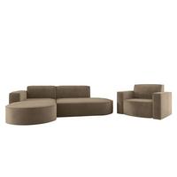 SOFASET Palma In Noel - Braun, Holzwerkstoff/Textil (236/78/165cm) - Fun Möbel
