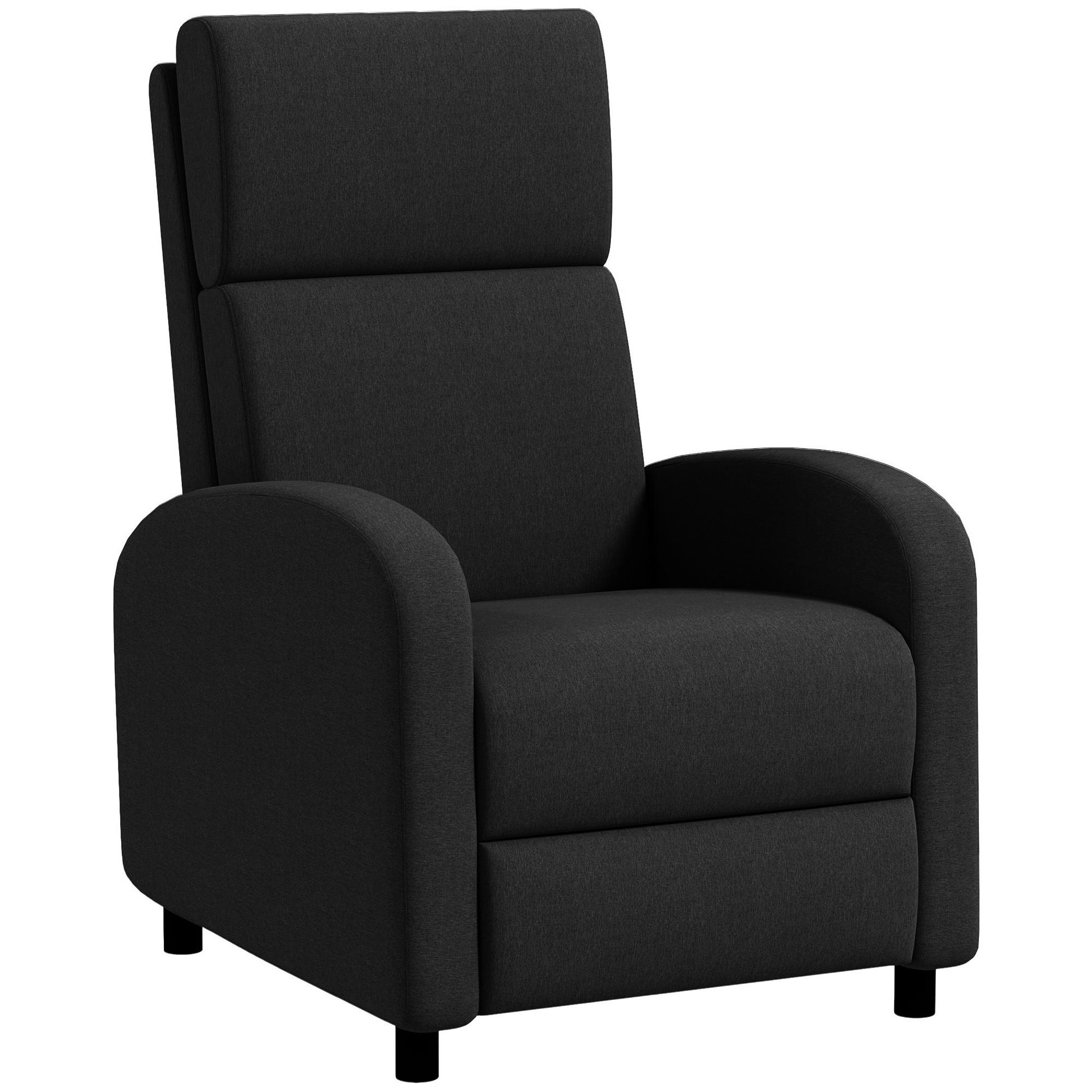 RELAXSESSEL, Fernsehsessel mit Liegefunktion, mit verstellbarer Rückenlehne, Fußteil, Schwarz - Schwarz, Textil (64/102/86cm) - HOMCOM