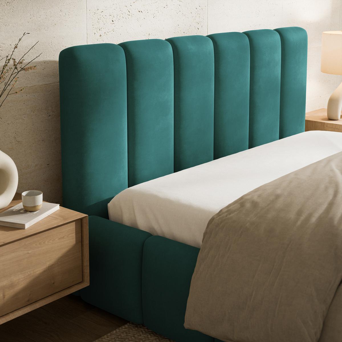 POLSTERBETT RANIS 120x200 cm mit Bettkästen - Blau - Blau, Holz/Textil (120/200cm) - MASSENO