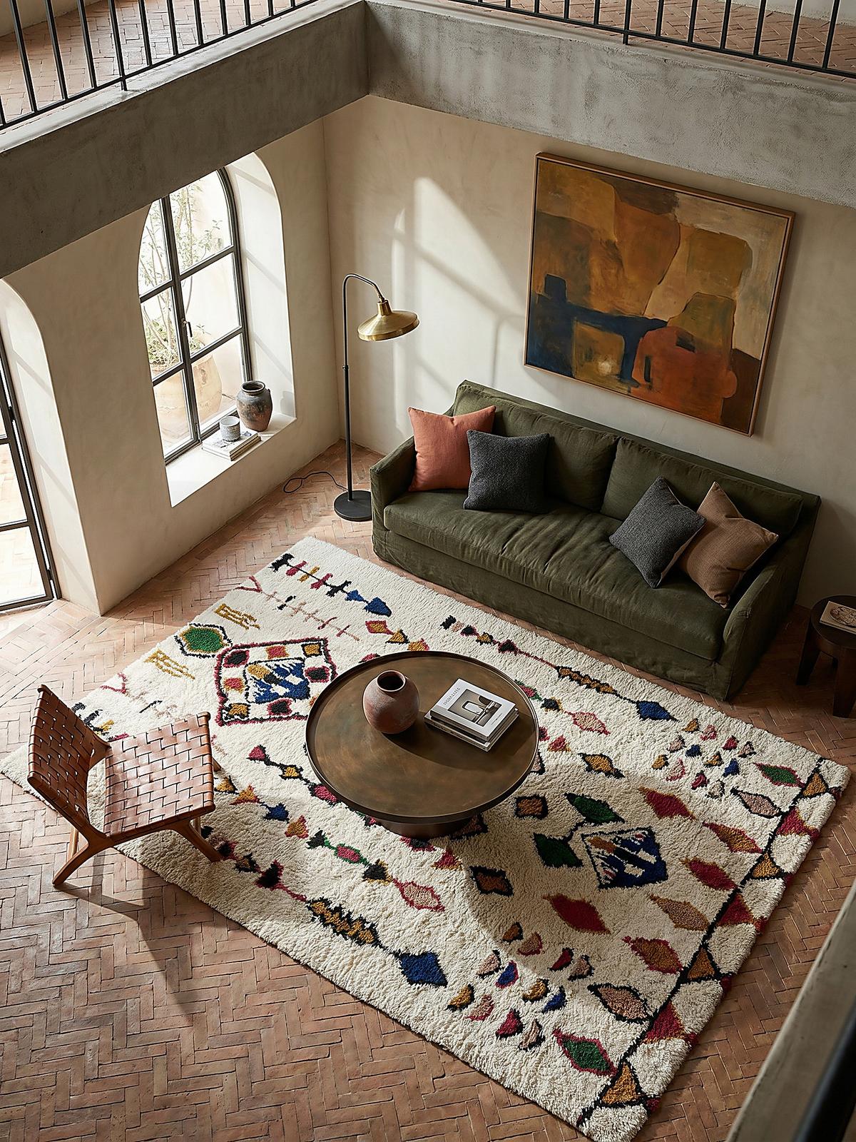 WOLLTEPPICH BRUE, mit Rautenmuster, Bunt, 160 x 230 cm - Multicolor, Textil (230/160cm) - KADIMA DESIGN