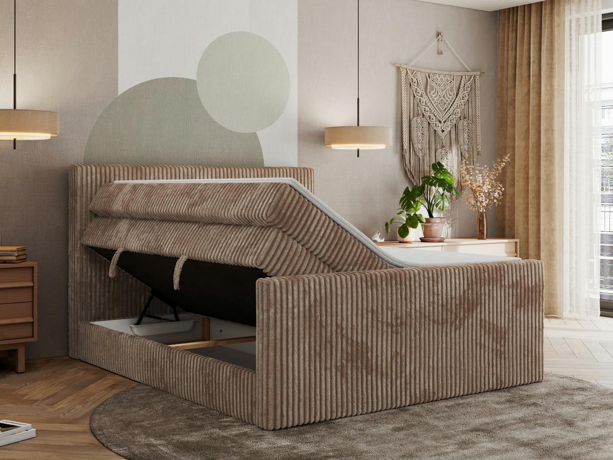 BOXSPRINGBETT TILIANO KING DUO 180/200 - Braun Cord - H4 - Braun, Textil (180/200cm) - MKS