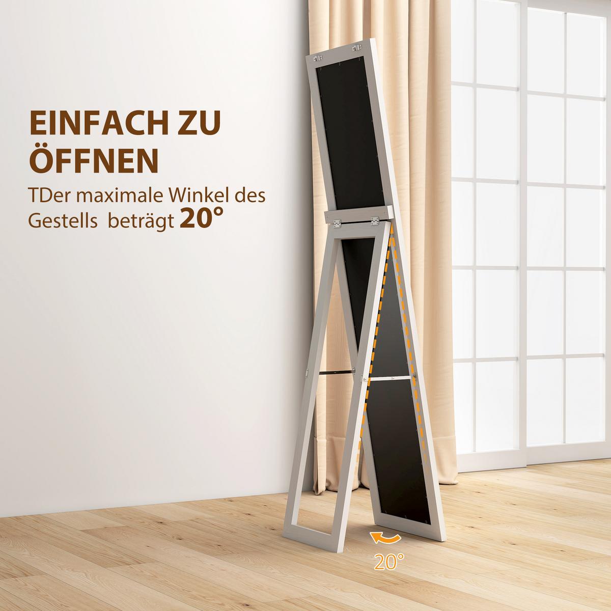 GANZKÖRPERSPIEGEL MDF Hartglas Weiß - Weiß, Holzwerkstoff (38/157/37cm) - HOMCOM