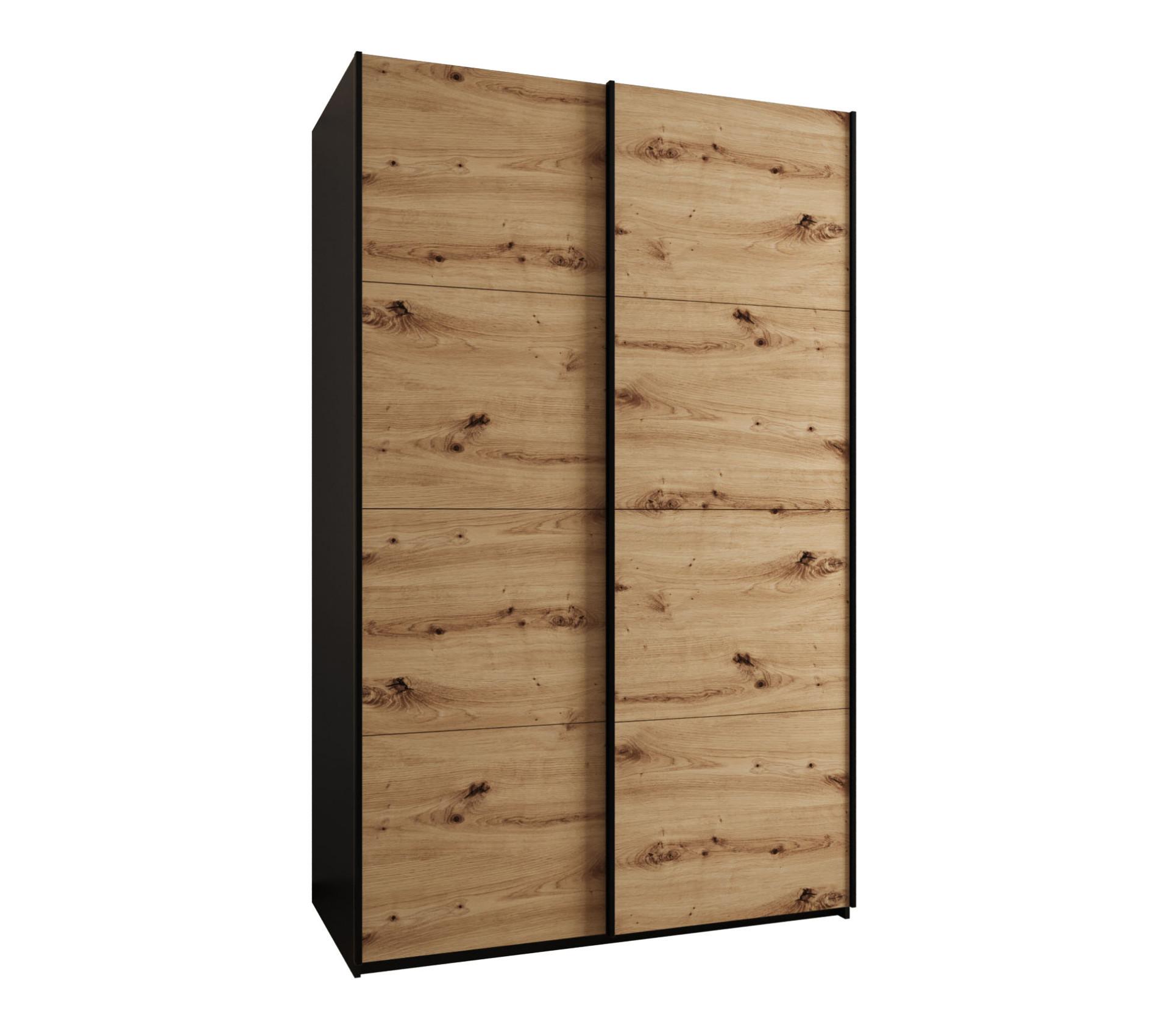 SCHWEBETÜRENSCHRANK 245,5/150/64 2-türig - Schwarz/Eiche Artisan, Holz/Metall (150/245/64cm) - Abiks Möbel