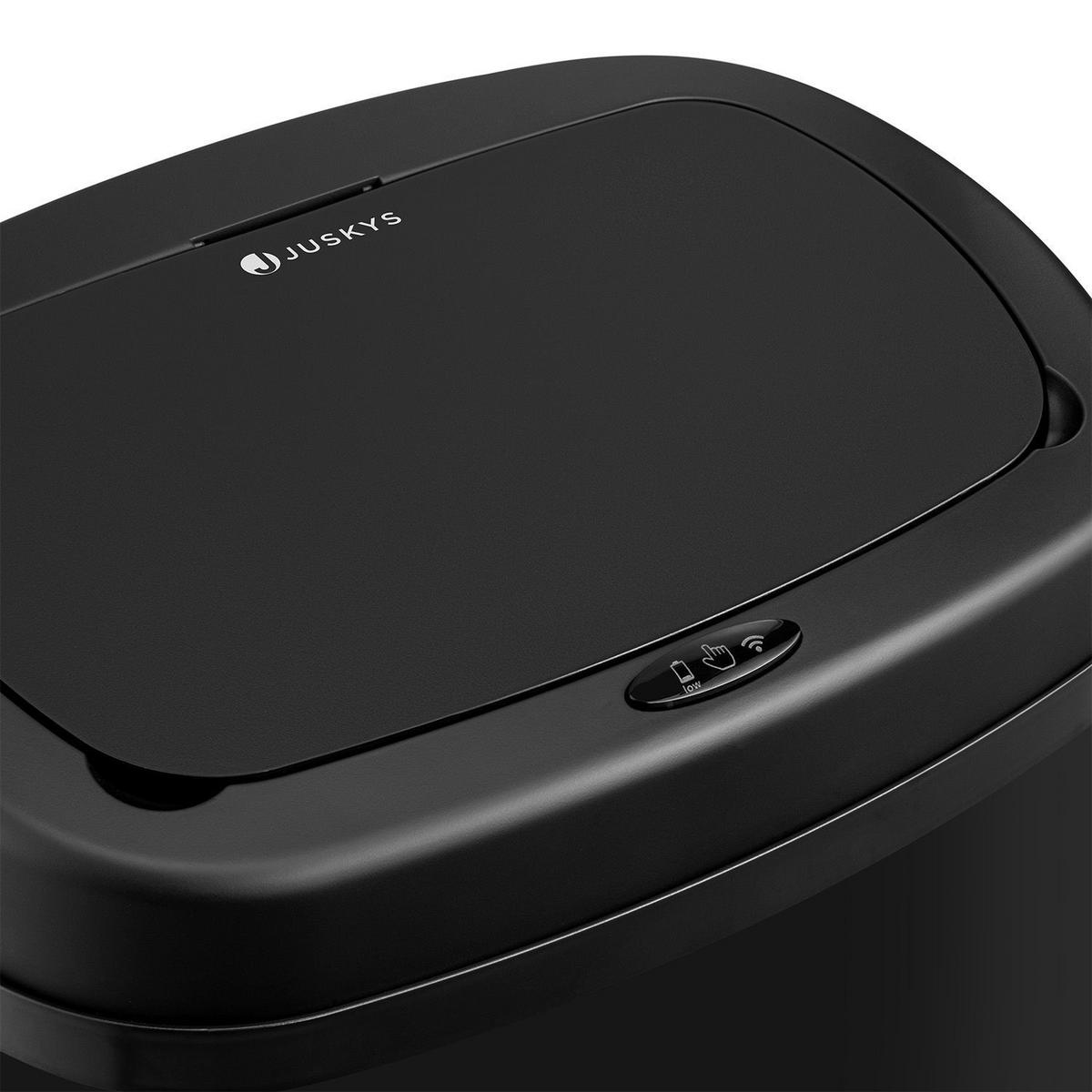 MÜLLEIMER viereckig 60L schwarz mit Sensor - Schwarz, Metall (40/63/29cm) - Juskys