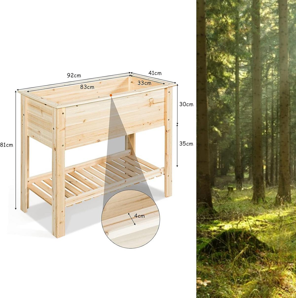 HOCHBEET Pflanzkübel Pflanzkasten Holz - Apfelbaumfarben, Holz (92/81/41cm) - COSTWAY
