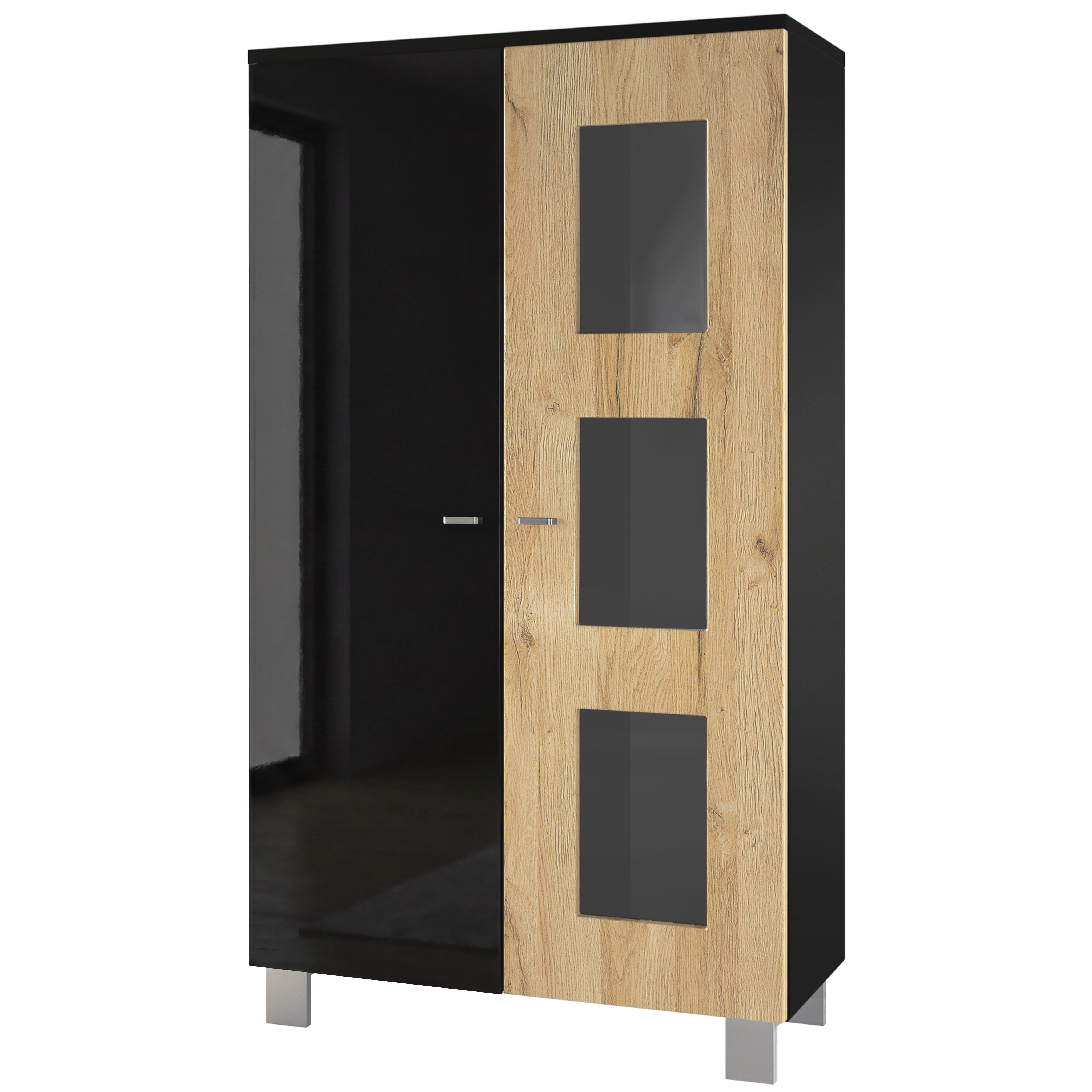 VITRINE Denjo Tür in Eiche Natur - Eichefarben, Holzwerkstoff (71/129/35cm) - Vladon