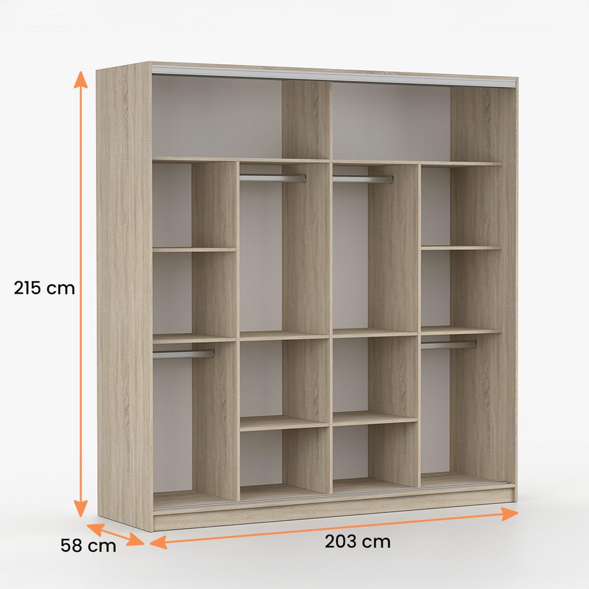 KLEIDERSCHRANK Tokyo M 203 cm, 203/215/58, 2-türig, sonoma-eiche - Sonoma Eiche, Holzwerkstoff (203/58/215cm) - imoebel24