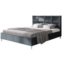 POLSTERBETT LUX Roma mit Kopfteil, 160 x 200 cm, Doppelbett mit Lattenrost aus Holz, Velourstoff Dunkelgrau, Füße in Farbe: Weiß - Dunkelgrau, Holz/Textil (160/200cm) - Alpi-Möbel