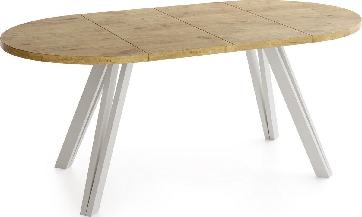 ESSTISCH Ravero runder ausziehbarer, Eiche Hell Braun 100-180/100/77 cm - Kaschmir/Eichefarben, Holz/Holzwerkstoff (100/180/76.5cm) - WFL GROUP
