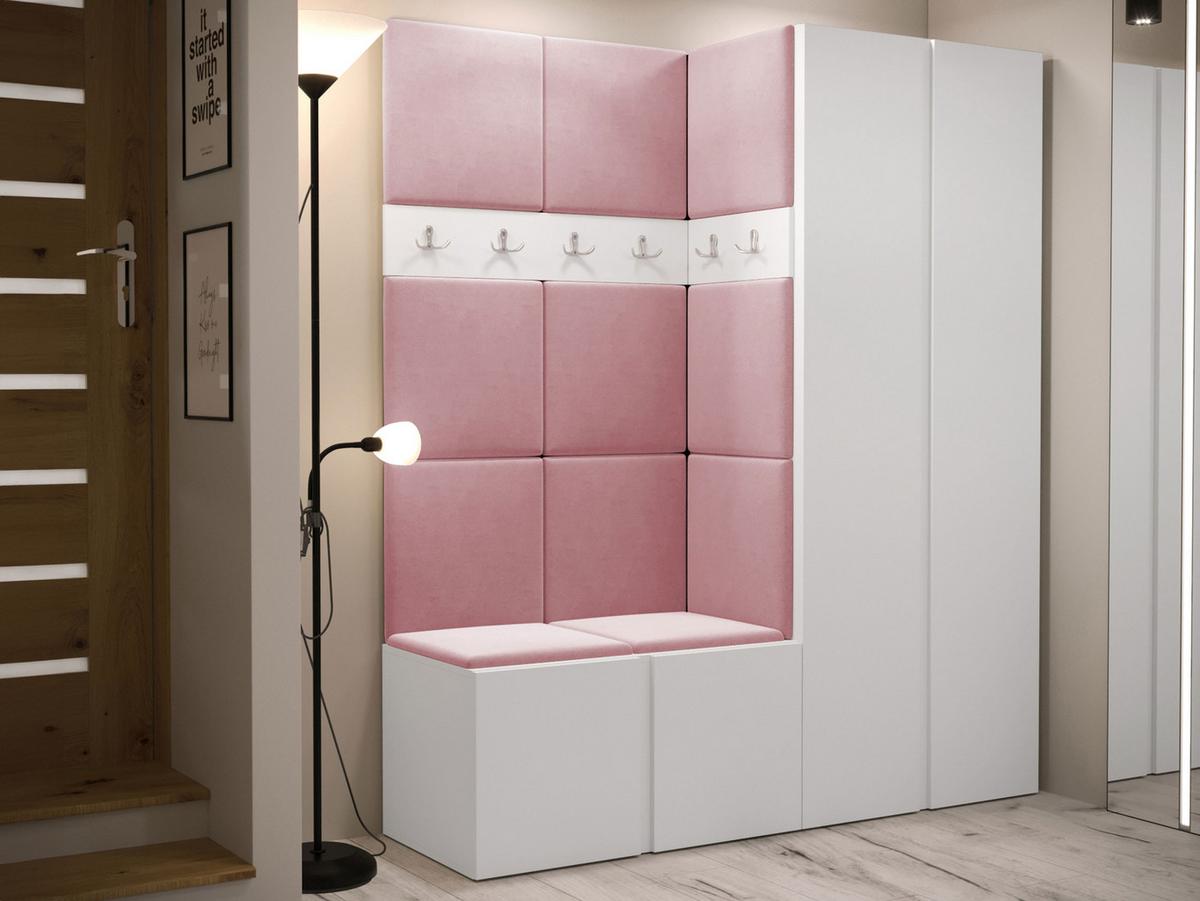 GARDEROBEN-SET Orion III - Weiß/Rosa, Holzwerkstoff/Kunststoff (158/186/46cm) - MIRJAN24