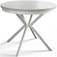 RUNDER Esszimmertisch BERGO, ausziehbarer Tisch Durchmesser: 90 cm/170 cm, Wohnzimmertisch Farbe: Weiß, mit Metallbeinen in Farbe Weiß - Weiß, Holzwerkstoff (90/90/76cm) - Alpi-Möbel