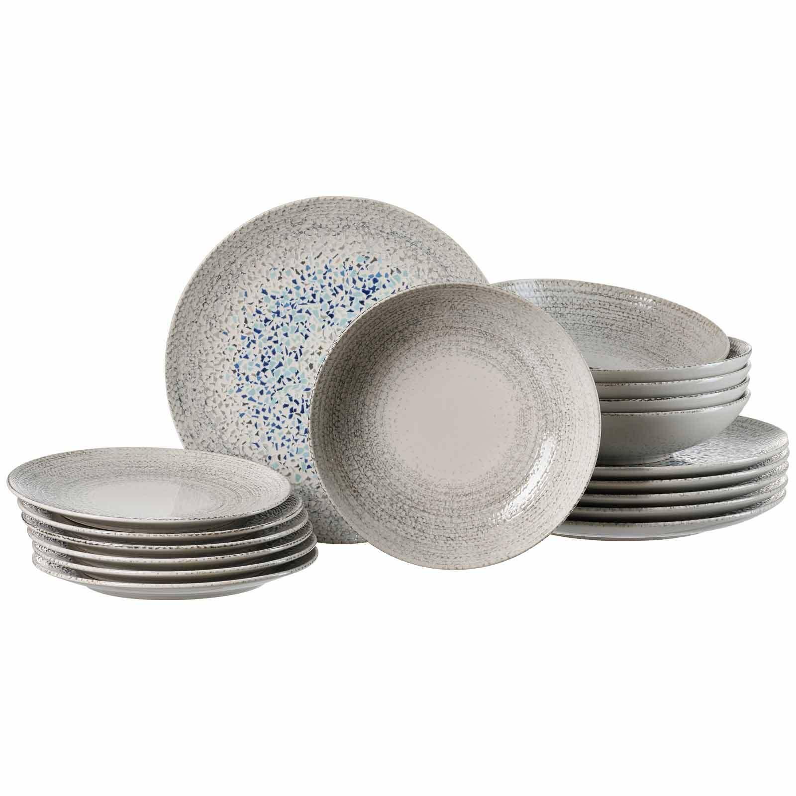 TELLER-SET Rimini grau 18-tlg. - Grau, Keramik (2/2/2cm) - Ritzenhoff Breker