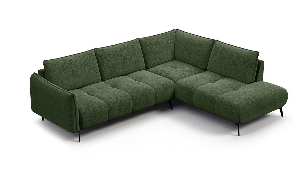 ECKSOFA AERA 5-Sitzer rechts, dunkelgrün - Dunkelgrün/Schwarz, Holz/Textil (268/206cm) - Wozimo
