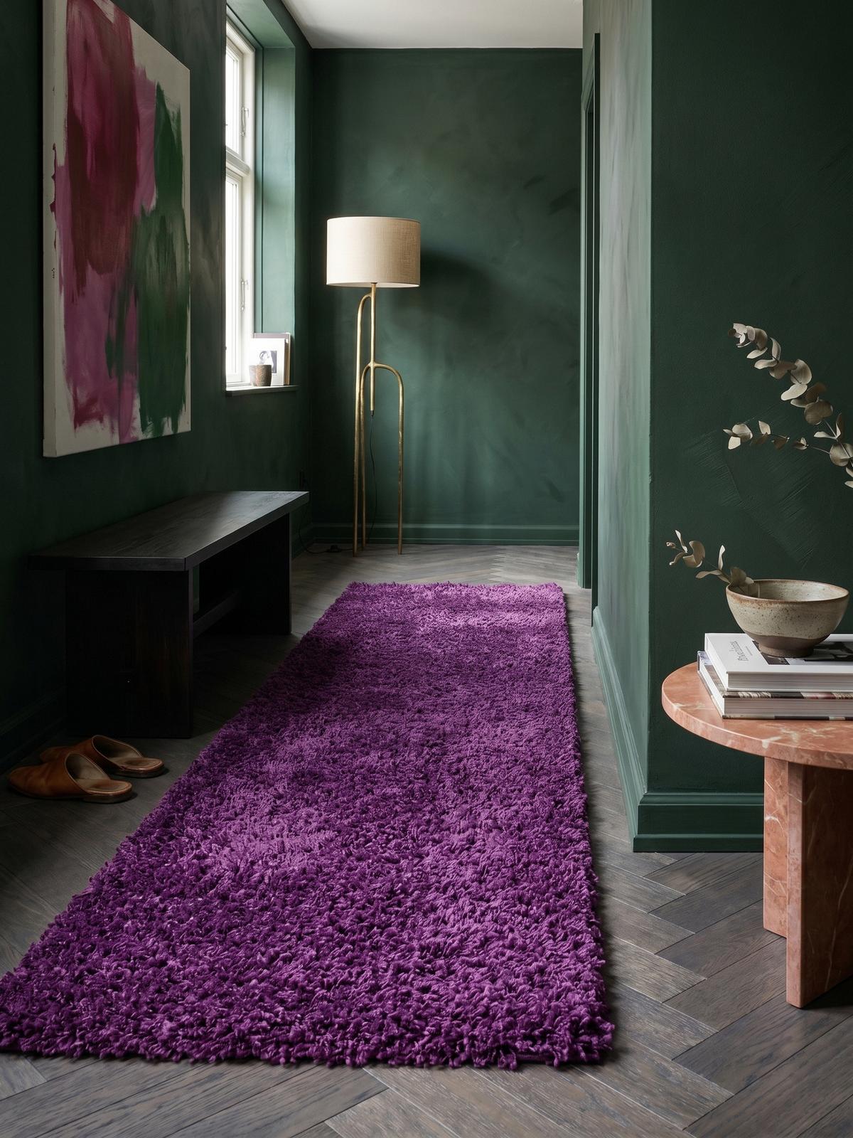 HOCHFLORTEPPICH RHEIN, einfarbig, aus Polypropylen, Violett, 80 x 250 cm - Lila, Textil (250/80cm) - KADIMA DESIGN