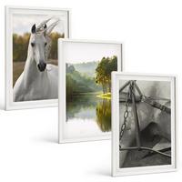 BILDER SET 3er Set - 40x60 cm Weißer Rahmen - Natur des Flusses White Horses - Weiß, Kunststoff (40/60cm) - TULUP