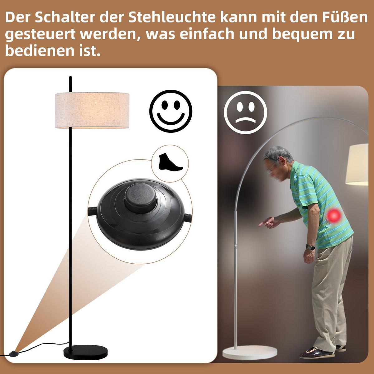 STEHLAMPE Yalowitz 40/21.2/155cm - Schwarz, Metall (40/21.2/155cm) - Nettlife