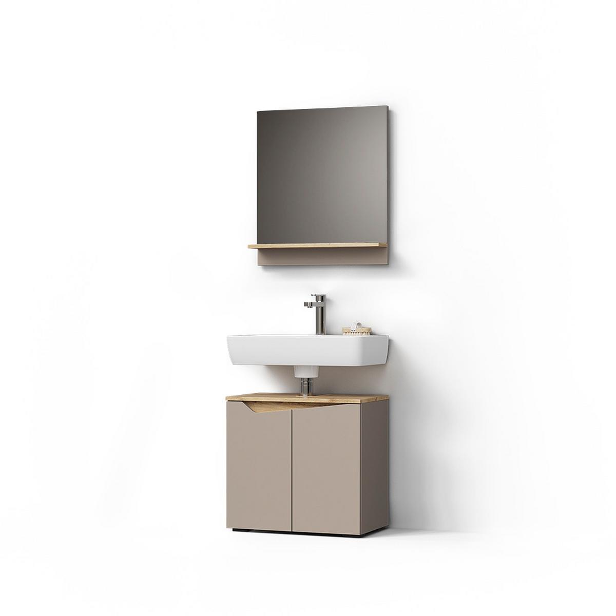 BADMÖBEL-SET Timavo Greige 2 Teile - Greige, Holzwerkstoff (60/57/35cm) - Livinity®
