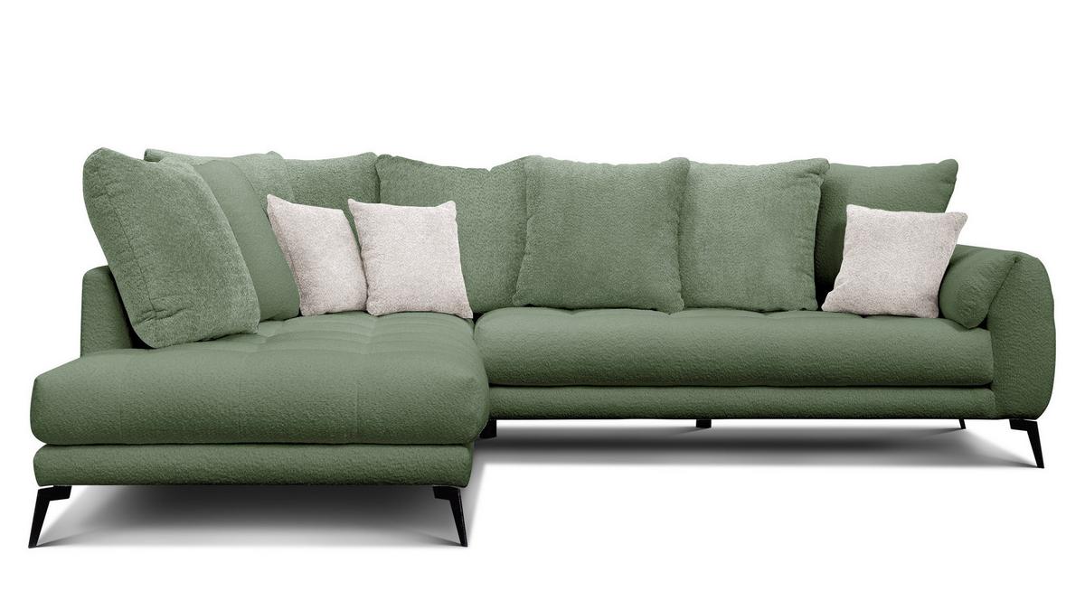 ECKSOFA CALME 5-Sitzer, olive - Schwarz/Olivgrün, Holz/Textil (294/229cm) - Wozimo